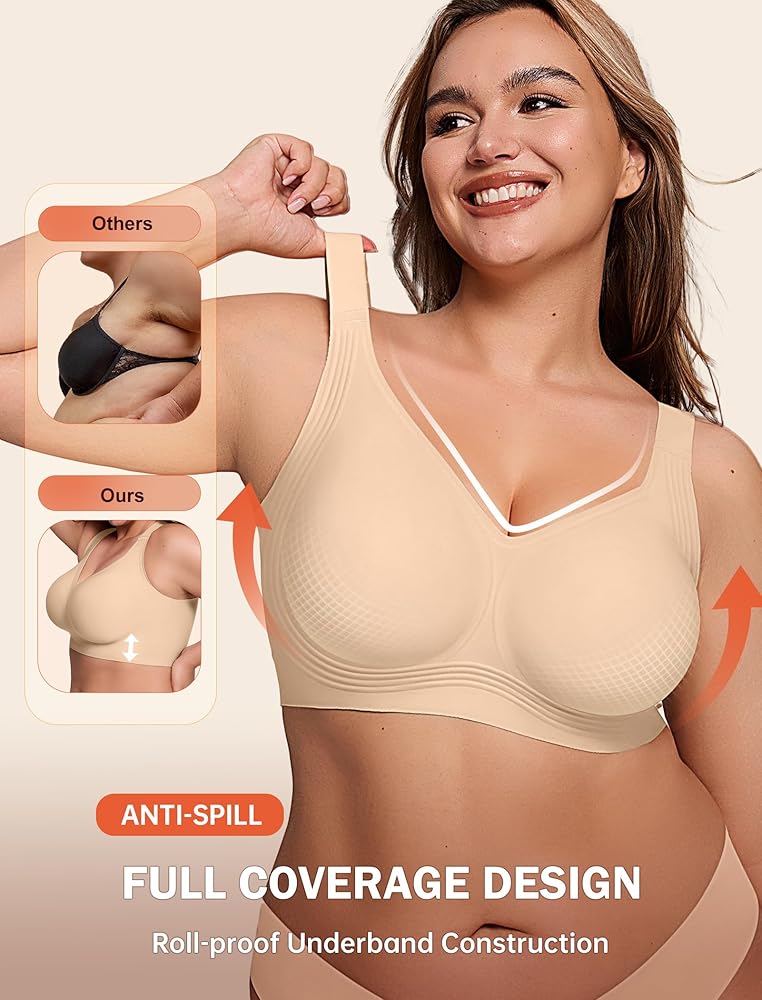 "Women’s Wireless Push Up Bra – Supportive, Seamless, Full Coverage, Plus Size"