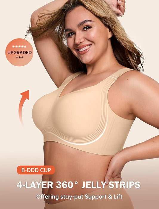 "Women’s Wireless Push Up Bra – Supportive, Seamless, Full Coverage, Plus Size"