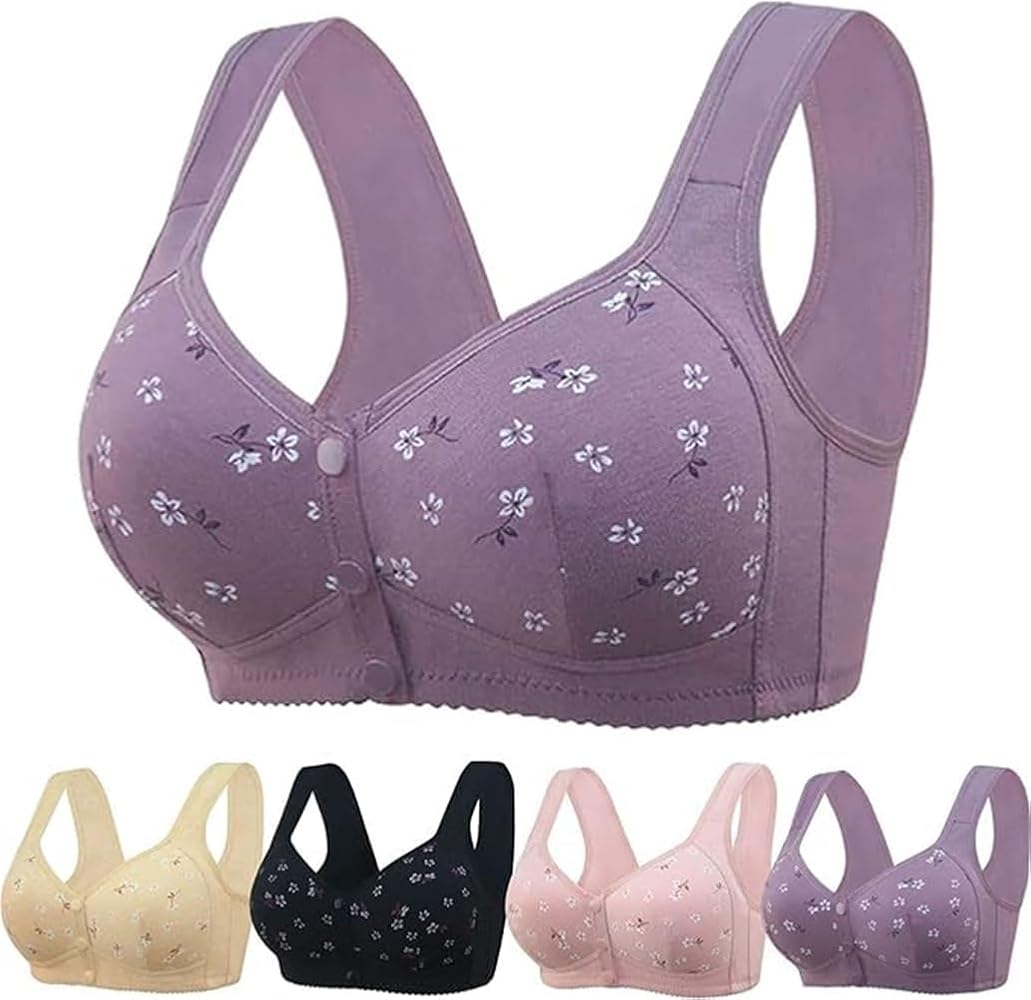 Daisy Bras for Women No Underwire Front Closure Comfort Senior Wireless Snap Closing Bra۔