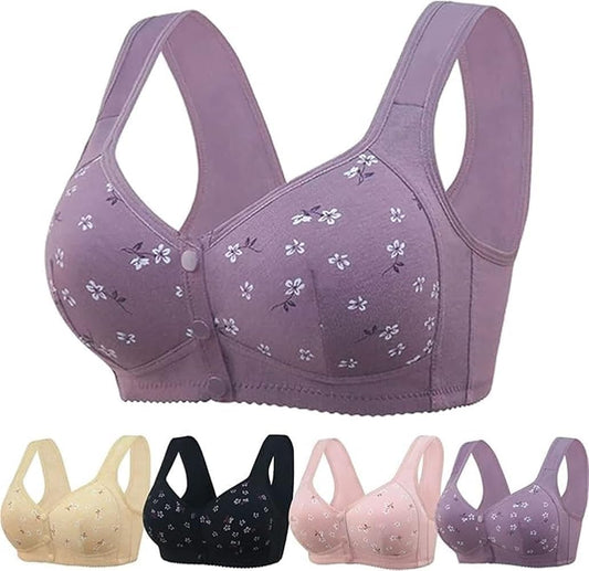 Daisy Bras for Women No Underwire Front Closure Comfort Senior Wireless Snap Closing Bra۔