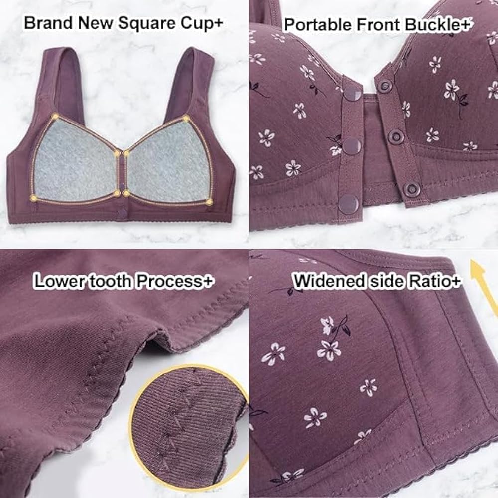 Daisy Bras for Women No Underwire Front Closure Comfort Senior Wireless Snap Closing Bra۔